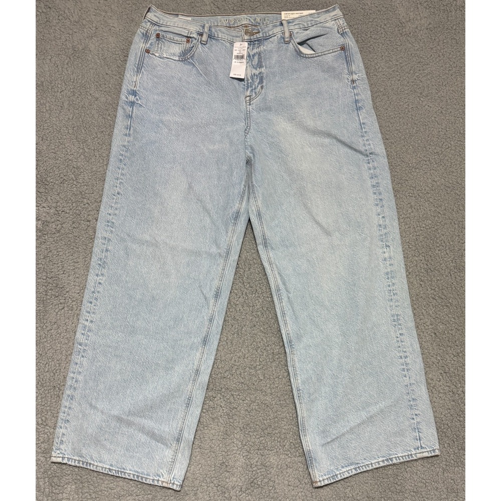 American Eagle Womens 90s Wide Leg Jeans Ice Blue Womens 16 Comfort Stretch NEW
